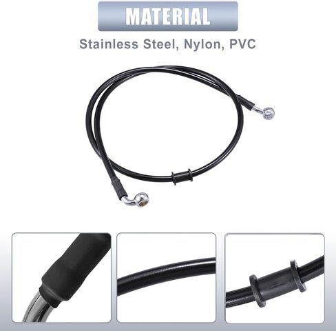 X AUTOHAUX 100cm AN3 M10 Car Hydraulic Brake Line Oil Hose Pipe Fitting 28° 90° Stainless Steel for Car Motorcycle Dirt Racing Bike Black in Saudi Arabia