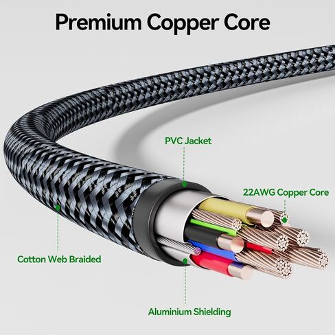 كابل FEMORO Micro USB بطول 6 أقدام، كابل USB من النوع A إلى Micro USB 2.0 لنقل البيانات والشحن سلك Android مضفر بقوة 12 وات متوافق مع MicroUSB Kindle للهواتف الذكية اللوحية ومكبر صوت بلوتوث MP3 in Kuwait