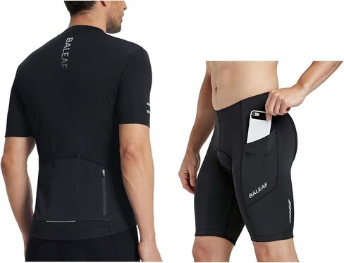 BALEAF Mens Cycling Padded Bike Shorts with Biking Shirts, Black, Size Large in Saudi Arabia