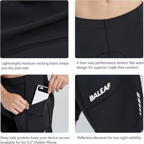 BALEAF Mens Cycling Padded Bike Shorts with Biking Shirts, Black, Size Large in Saudi Arabia