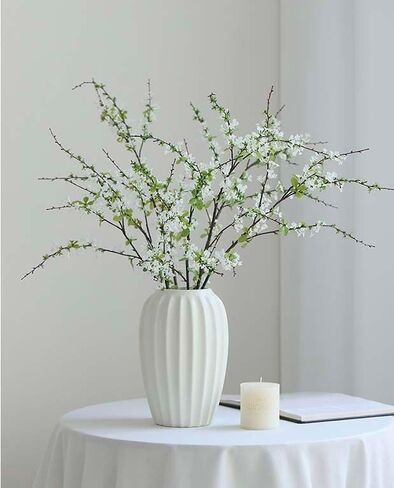 35" 5pcs Artificial White Flowers Snow Willow Branches Bendable Branch and Stems Faux Greenery Stems for Vases Decor for Indoor Home Office Living Room (White) in Saudi Arabia