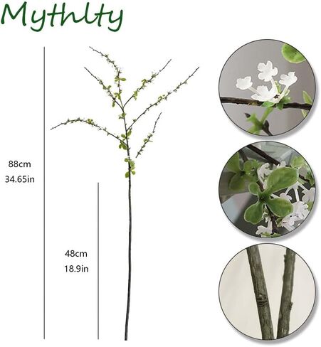 35" 5pcs Artificial White Flowers Snow Willow Branches Bendable Branch and Stems Faux Greenery Stems for Vases Decor for Indoor Home Office Living Room (White) in Saudi Arabia