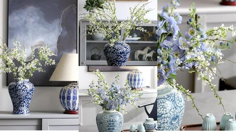 35" 5pcs Artificial White Flowers Snow Willow Branches Bendable Branch and Stems Faux Greenery Stems for Vases Decor for Indoor Home Office Living Room (White) in Saudi Arabia