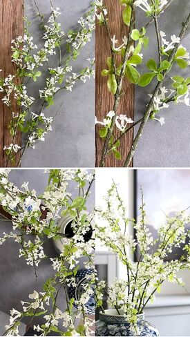 35" 5pcs Artificial White Flowers Snow Willow Branches Bendable Branch and Stems Faux Greenery Stems for Vases Decor for Indoor Home Office Living Room (White) in Saudi Arabia