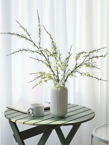 35" 5pcs Artificial White Flowers Snow Willow Branches Bendable Branch and Stems Faux Greenery Stems for Vases Decor for Indoor Home Office Living Room (White) in Saudi Arabia