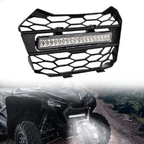 Front Grill with LED Lights for Talon 1000 19-24, UTV Front Mesh Grill Trims Protector with Adjustable White LED Lights Bar for Honda Talon 1000/1000-4 2019-2024 Accessories (Fit Fang Light)