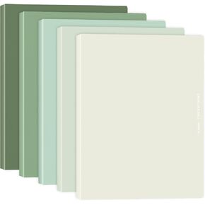 Whaline 5Pcs A4 Plastic Presentation Book Gradient Green Binder with Clear Plastic Cover 30 Pockets A4 Portfolio Folder File Folder with Plastic Sleeves for School Office Home Document Artwork Photo