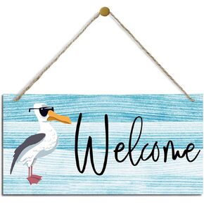 Welcome Wood Signs, Pelican Sign, Decorative Wood Hanging Wood Plaque, Rustic Door Hanger, Wall Decor Art, Rustic Home Wall Sign, Living Room Decor, Farmhouse Decor for Front Door Porch in Kuwait