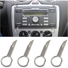4 PCS Radio Removal Tool Kit, Car Trim Removal Pry Key with Easy Grip Handle and Stiff Blades, Head Unit CD DVD Host Key Disassembly Tool Set Compatible with Most Vehicles
