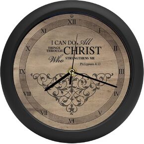 Mark Feldstein & Associates I Can Do All Things Inspirational Natural Brown 8 inch Three Hymn Sound Clock