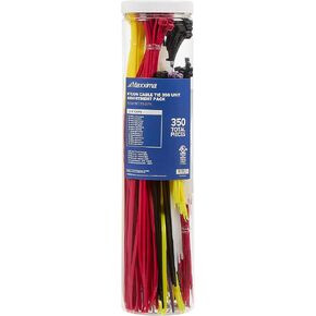 Maxxima Nylon Cable Ties Assortment Pack, Heavy Duty Multipurpose 4, 8, 12 Inch Self-Locking Cable Zip Ties, Various Sizes and Colors, Wire Ties, 350 Pack