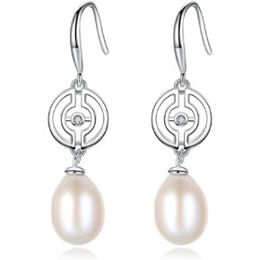 925 Sterling Silver Handpicked AAA+ Quality Freshwater Cultured Pearl Earrings for Women, CZ Cubic Zirconia S925 Fishhook Drop Dangle Ear Hook With Gift Box in Kuwait