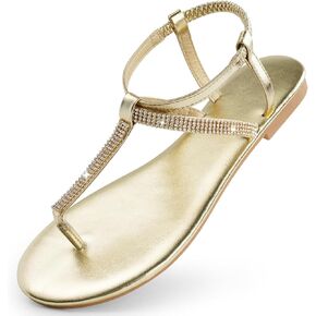 KELISI Women's Dressy Sandals Flat Glitter Comfortable Slides Rhinestone Sandals for Women Ladies Fashion Shoes