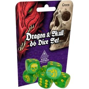 Dragon & Skull Dice Pack Green Glitter by Steve Jackson Games, 16mm
