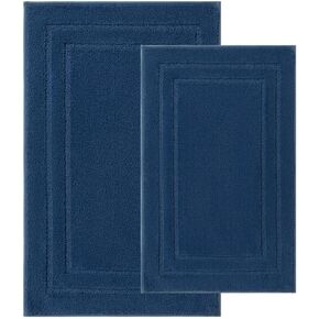 Black Bathroom Rugs Sets 2 Piece, Extra Soft and Absorbent, Non Slip Thick Bath Mats for Bathroom, Machine Washable Bath Mat Set for Bathroom (20" x 32" Plus 16" x 24", Black)