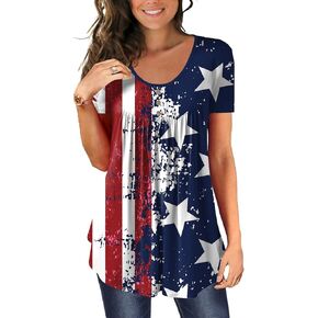 BeadChica Women's Casual Tunic Tops To Wear With Leggings Short Sleeve Loose Henley Blouses Flowy Botton Up TShirts