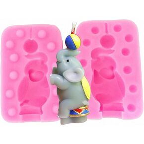 3D Circus Baby Elephant Silicone Mold for Baby Shower Fondant Chocolate Candy Cake Decorating Candle Soap Lotion Bar Wax Crayon Melt Plaster Polymer Clay