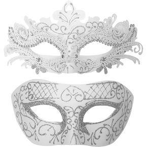 Seglorwy Masquerade Mask for Couples, Women Men Venetian Mardi Gras Halloween Christmas Party Couple Masquerade Mask (Black+Black 6)