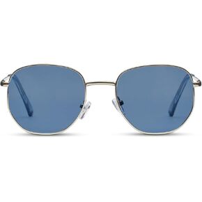 Peepers by PeeperSpecs Positano Aviator Polarized, No Correction Sunglasses, Silver, 51 + 0