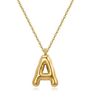 YeGieonr Initial Necklaces for Women, Dainty Gold Necklace with Bubble Letter, Stainless Steel Necklace with 18k Gold Plated, Jewelry Gifts for Women, Valentine’s Day