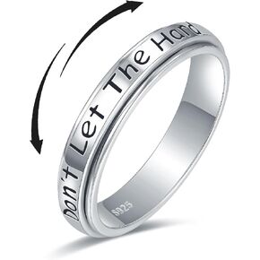 925 Sterling Silver Spinner Rings for Women Faith Over Fear Ring Anxiety Ring Cross Faith Jewelry for Daughter Christian Rings Fidget Rings Teen Girls Mother Size 6/7/8/9/10 in Saudi Arabia