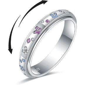 925 Sterling Silver Spinner Rings for Women Faith Over Fear Ring Anxiety Ring Cross Faith Jewelry for Daughter Christian Rings Fidget Rings Teen Girls Mother Size 6/7/8/9/10