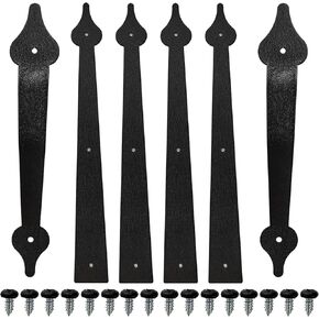 ZEKOO Steel Decorative Garage Door Hinges Handles Iron Hardware Kit Color Black 6 PCS (Not Magnetic)…