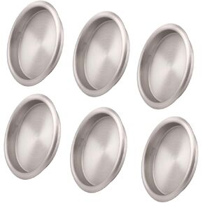 6 Pack Closet Door Finger Pull Black - 2-1/8" Round Sliding Finger Door Pull, Easy Snap-in Installation