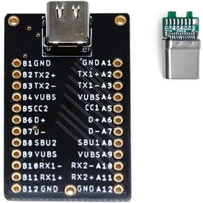 USB Type C Female 24 pin Full pins Output Breakout Board Test Socket with Male Connector