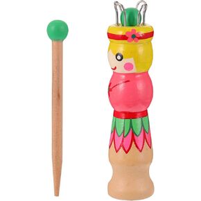 French Knitter Knitting Spool Wood Knitting Tool Wood Yarn Knitting Doll Maker Carfts Wooden Knitter with Needle