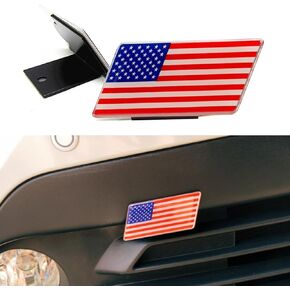 Front & Tailgate 3D America Flag Grille Emblem Badge - Car Front Grill Badge Sign Emblem, Auto Bumper Fenders Decoration Sticker Decals Car Body Exterior Decor Accessories (USA Flag)