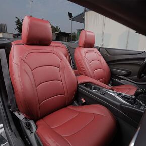 Seat Cover for 2016-2024 6th Gen Camaro Convertible LT LS RS SS (Standard Seats) Custom Fit Faux Leather Seat Covers(Black)