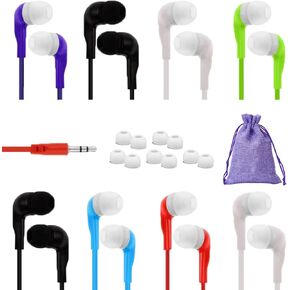 4 Pack Earbuds Headphones Ear Earphones Multicolor Buds Wired Kids Phone Classroom School Plug Set audifonos Player Headset Computer Small Bud Jack Class Tablet Laptop Travel Airplane Plane Flight
