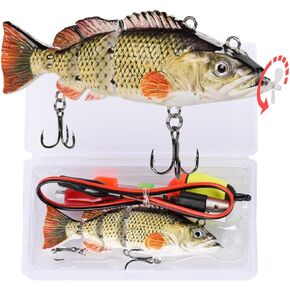 Robotic Swimming Lure 3.9" Electronic Lures USB Rechargeable LED Light 4 Segment Multi Jointed Swimbait Fishing Tackle for Bass Trout Pike