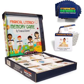 Financial Literacy Themed Memory Matching Game, Memory Match Beginner Financial Terms, Fun and Educational Game for Kids, Preschoolers, Toddlers, Gifts for Boys & Girls Ages 3, 4, 5, 6, 7