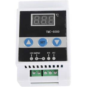 TMC-6000 Digital Temperature Controller, Thermostat Regulator 1‑Way Temperature Controller DIN Rail Mount Controller Thermostat Cooling, AC110-240V