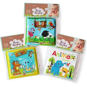 Baby Bath Books-3PCS,Bathtub Toys Floating Waterproof Educational Bath Toy Books for Toddlers-Animal Books,Count Books,Bird Books for Bath time