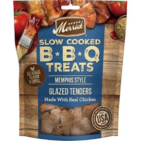 Merrick Soft Dog Treats, Slow Cooked BBQ Chicken Dog Treats, Memphis Style Glazed Tenders, Chicken Dog Chews - 10 oz. Pouch