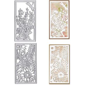 Hying Spring Frame Flower Dies for Card Making, Leaves Background Cutting Die for Scrapbooking Paper Crafting Decor DIY Photo Album Metal Summer Die Cuts for Card Making