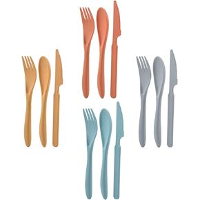 Knives Spoons and Forks Set, Wheat Straw Cutlery Set, Reusable Flatware Set for 4, Utensils for Party, Travel, Work, Picnic, Camping or Daily Use (1)