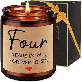 Fairy's Gift Anniversary Candle Gifts, 4 Year Anniversary Happy Gifts for Him Her Husband Wife Boyfriend Girlfriend, 4th Anniversary Couples Gifts, 4th Wedding Anniversary Romantic Gift for Couple