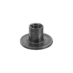 uxcell M5 T-Nuts, 12pcs Carbon Steel Tee Nut Round Base Weld Nuts 8mm Height Through Hole Flange Insert Female Thread Plate Nuts, Dark Gray