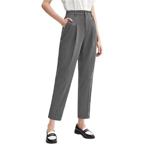 SweatyRocks Women's Casual High Waist Loose Straight Leg Cropped Work Pants Trousers with Pocket