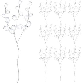 Veemoon Artificial Drops Flower Stems：50PCS Crystal Acrylic Branches DIY Acrylic Bead Drops Flower for Wedding Birthday Prom Decor