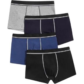 OYOANGLE Men's 4 Pack Boxer Brief Underwear Mid Waisted Soft Breathable Underwear