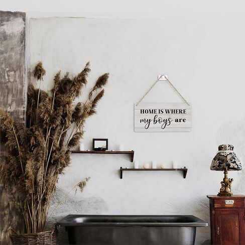 Home Decor Farmhouse Wall Hanging Decor for Bedroom Living Room Playroom Kitchen Family Man Cave Boys Room Office Nursery Porch Front Door Housewarming Gift Rustic Wood Sign in Kuwait