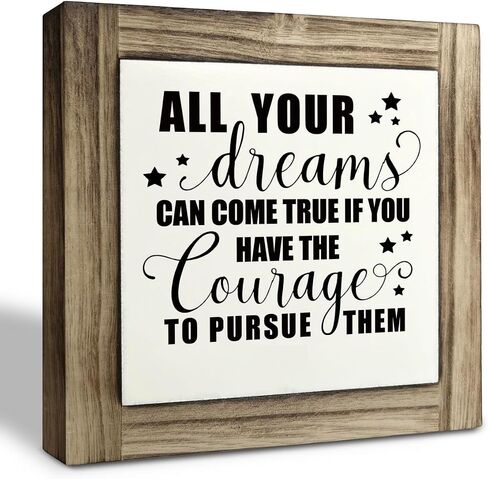 Wood Plaque Sign, Inspirational Quote, Motivational Box Wood Sign, 5.9×5.9×0.7inch, Pine Wood, Decorative Signage, Graduation Decor Gift in Saudi Arabia
