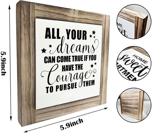 Wood Plaque Sign, Inspirational Quote, Motivational Box Wood Sign, 5.9×5.9×0.7inch, Pine Wood, Decorative Signage, Graduation Decor Gift in Saudi Arabia
