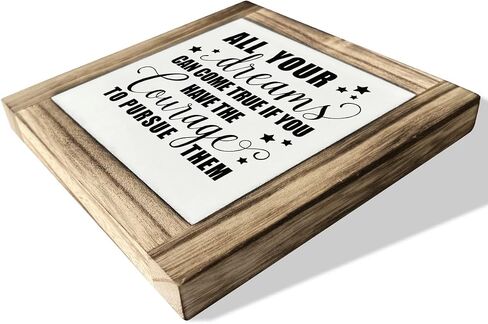 Wood Plaque Sign, Inspirational Quote, Motivational Box Wood Sign, 5.9×5.9×0.7inch, Pine Wood, Decorative Signage, Graduation Decor Gift in Saudi Arabia