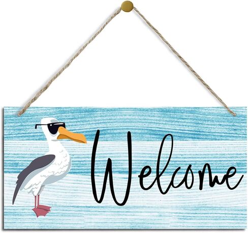 Welcome Wood Signs, Pelican Sign, Decorative Wood Hanging Wood Plaque, Rustic Door Hanger, Wall Decor Art, Rustic Home Wall Sign, Living Room Decor, Farmhouse Decor for Front Door Porch in Kuwait